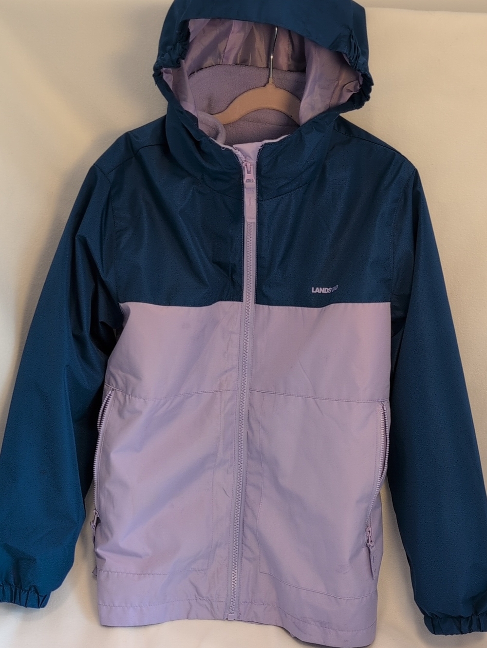 Lands' End Two-Tone Hooded 3 In 1 Jacket - Navy and Lavender